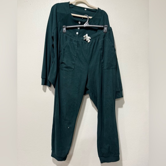 Other - Two piece set Women’s comfy matching set. Dark blue green. With white buttons